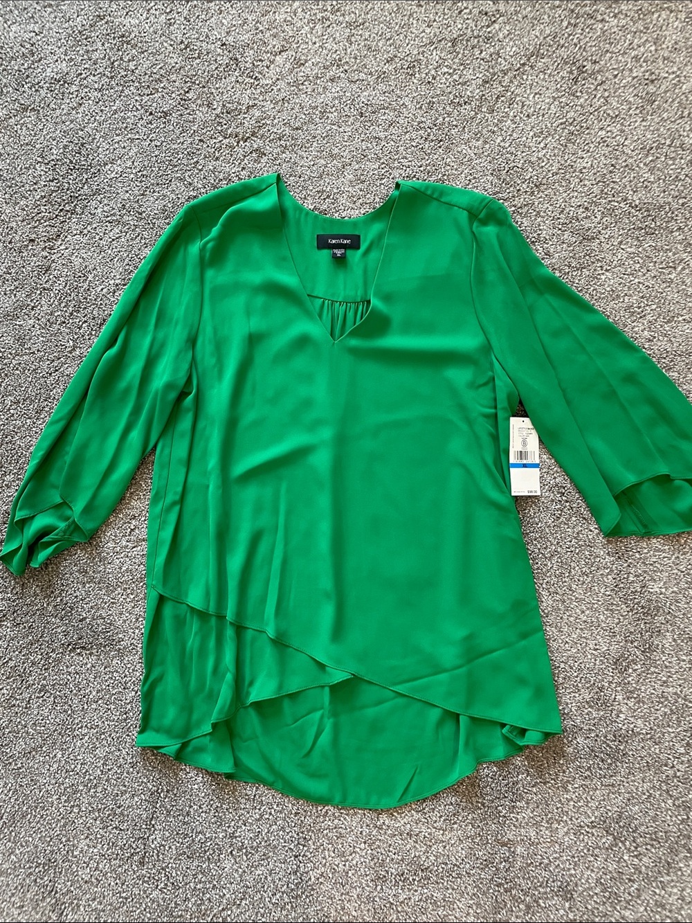 Karen Kane Green V-Neck Layered Blouse